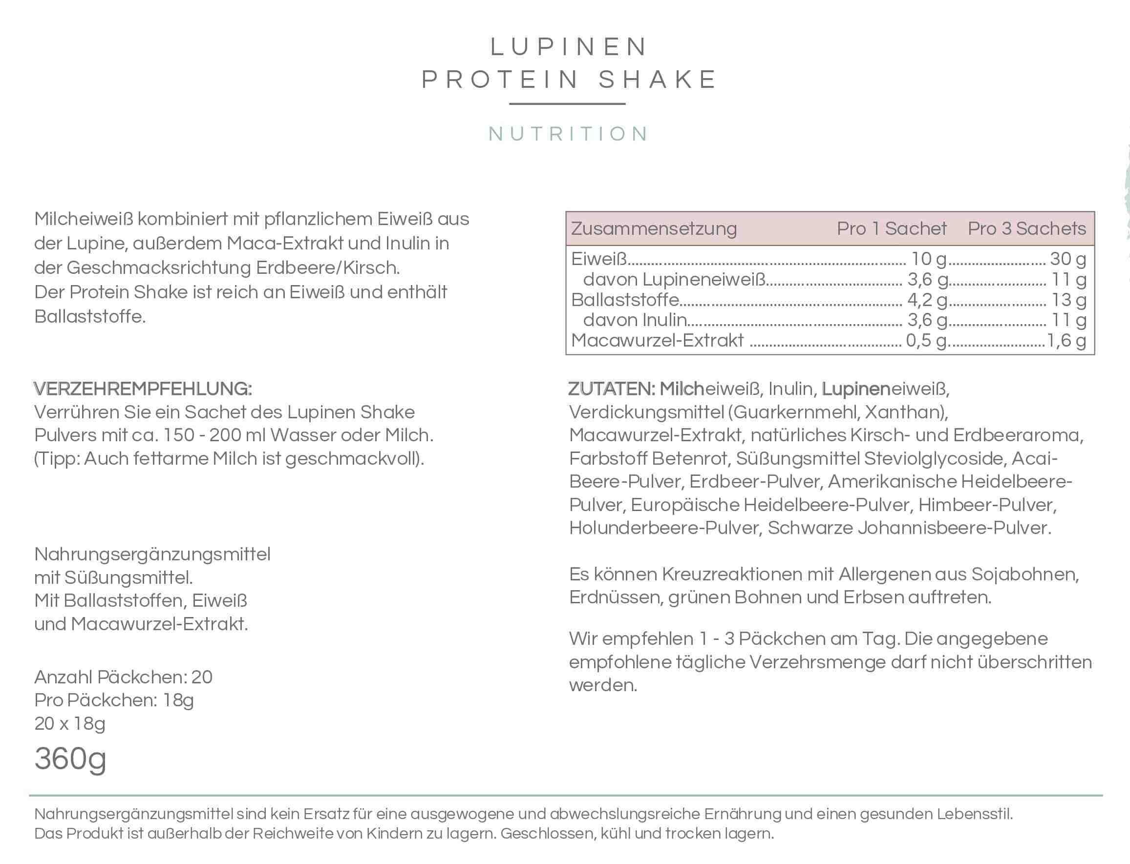 LUPINEN PROTEIN SHAKE - 20 Sachets LUPINEN PROTEIN SHAKE - 20 Sachets